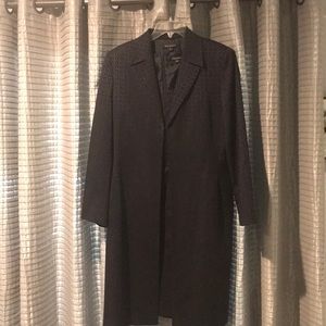 Tahari navy blue embossed print sheath coat dress